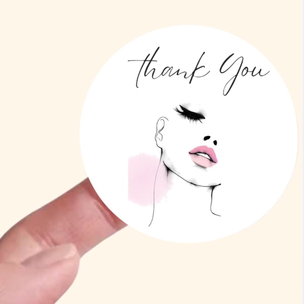 100 count Makeup Thank You Roun Stickers Size 2 inches - Picture 1 of 7